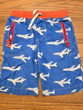 Mini Boden Cobalt Airplane Plane Travel Adventure Shorts - Size 7 - Boys Summer